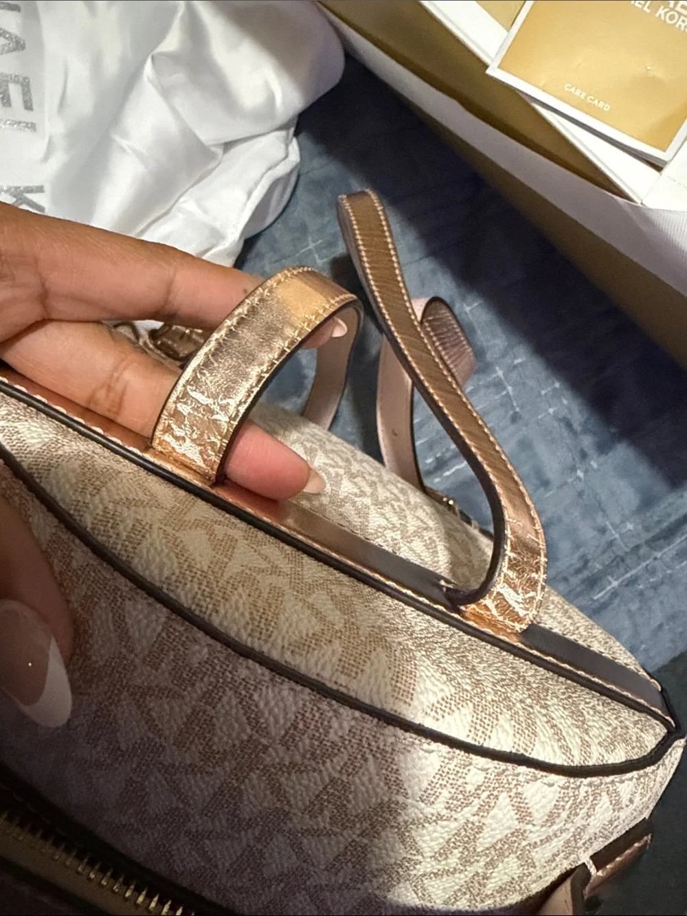 MICHAEL KORS Blush Logo Mini Backpack with Gold Hardware